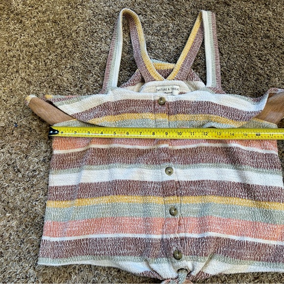 Texture & Thread by Madewell earthy pastel ruffle top tie waist stripe crop tank - Picture 7 of 8
